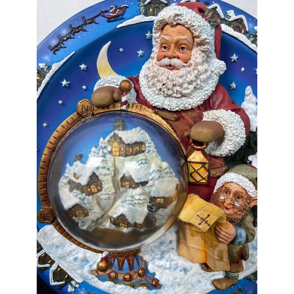 2000 Bradford Exchange The Magic of Christmas BELIEVE 3D Wall Plate Santa Globe - Picture 2 of 4